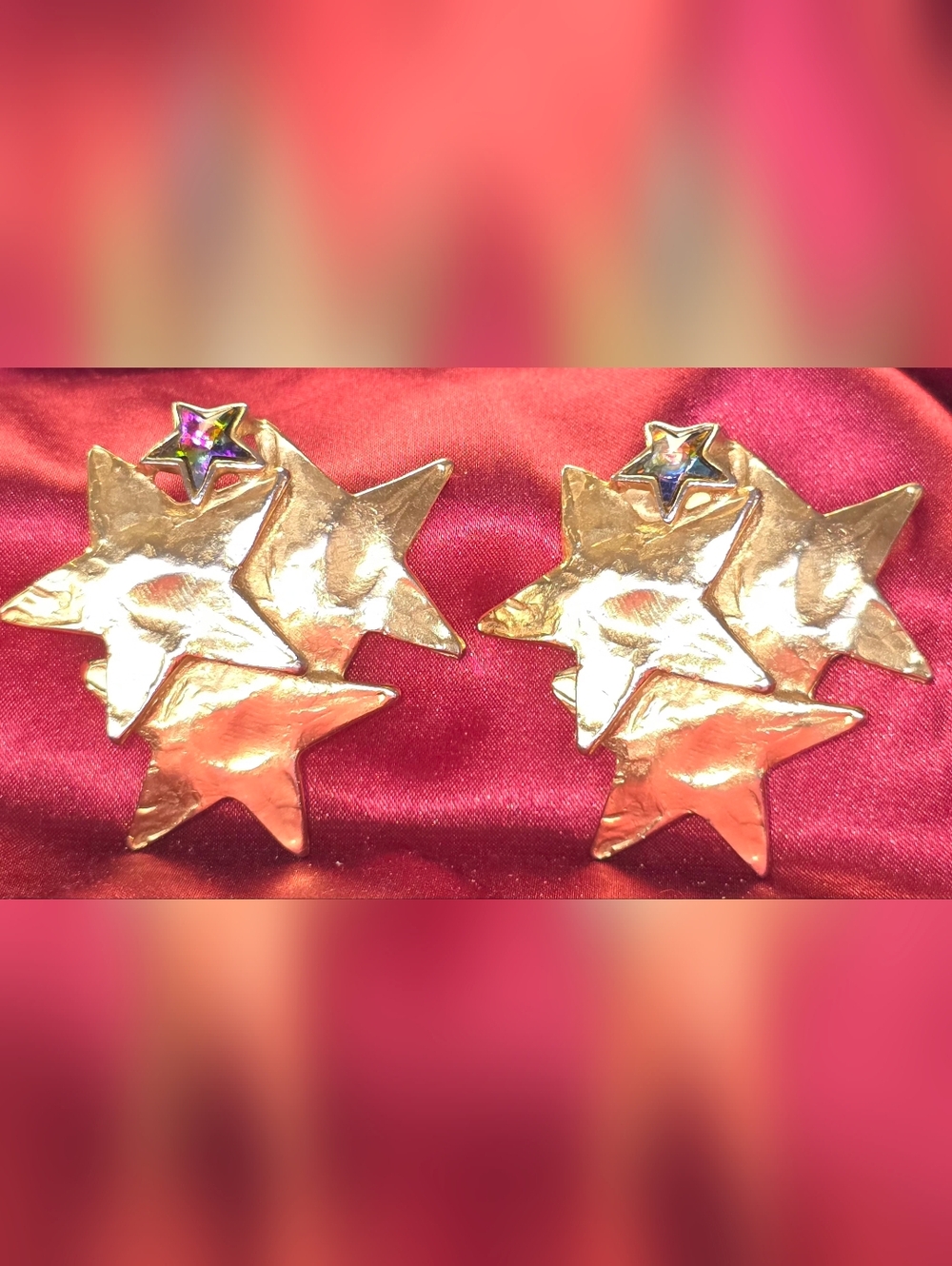 Rare Vintage High Couture YSL Yves Saint Laurent Rive Gouch Star Earrings